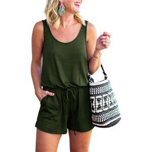 Womens Basic Summer Scoop Neck Sleeveless Tank Top Short jumpsuit Rompers